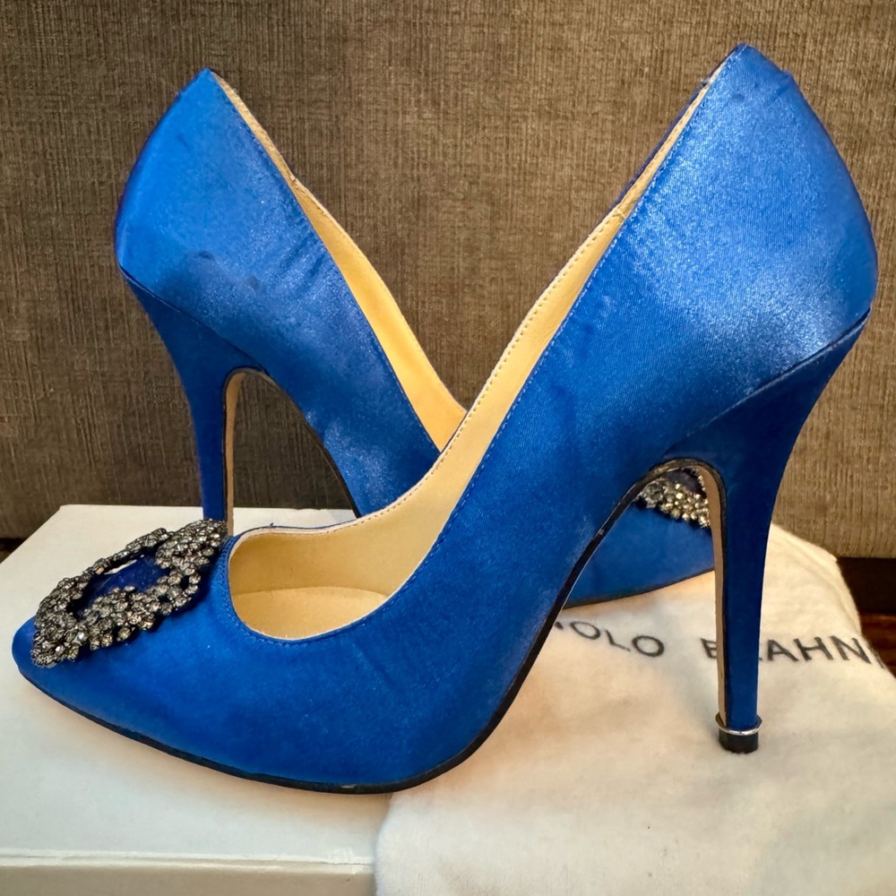Blue Stiletto Heels with Embellished Detail